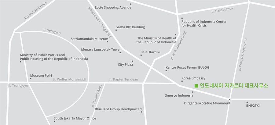 인도네시아 자카르타 대표사무소 지도